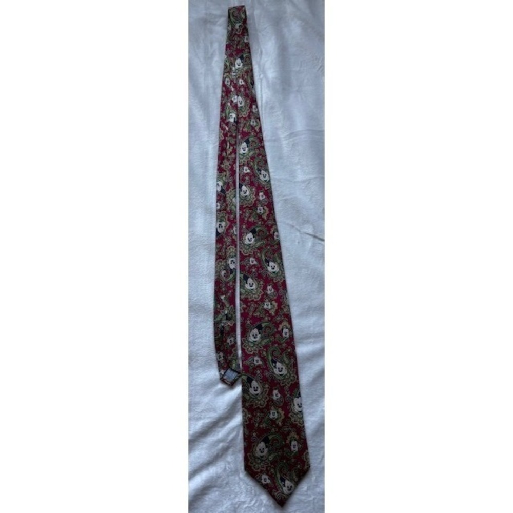 Disney Mickey Mouse Paisley Silk Tie Balancine The Tie Works Burgundy Mens USA